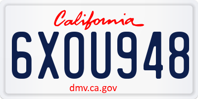 CA license plate 6XOU948