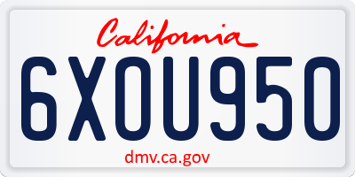 CA license plate 6XOU950