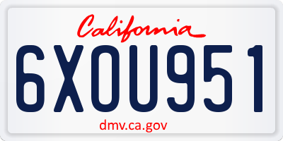 CA license plate 6XOU951