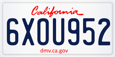 CA license plate 6XOU952