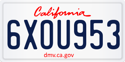 CA license plate 6XOU953