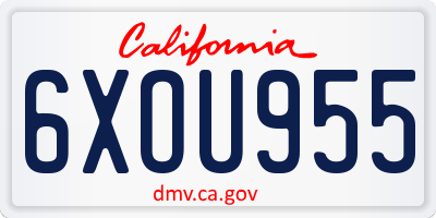 CA license plate 6XOU955
