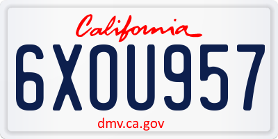 CA license plate 6XOU957