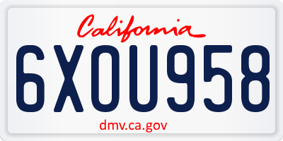CA license plate 6XOU958