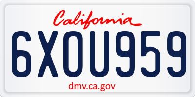 CA license plate 6XOU959