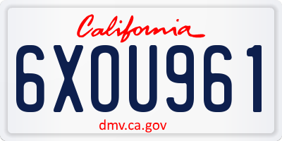 CA license plate 6XOU961