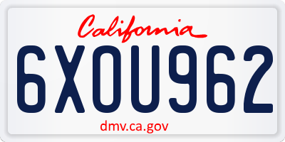 CA license plate 6XOU962