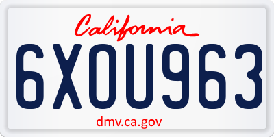 CA license plate 6XOU963
