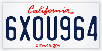 CA license plate 6XOU964