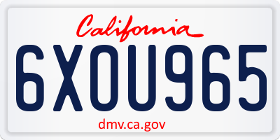 CA license plate 6XOU965