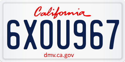 CA license plate 6XOU967