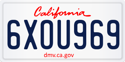 CA license plate 6XOU969