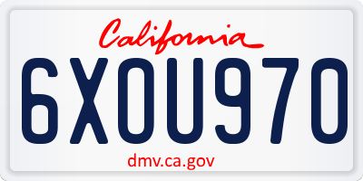 CA license plate 6XOU970