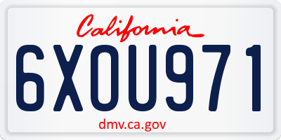 CA license plate 6XOU971
