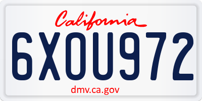 CA license plate 6XOU972
