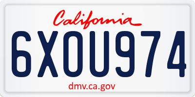 CA license plate 6XOU974