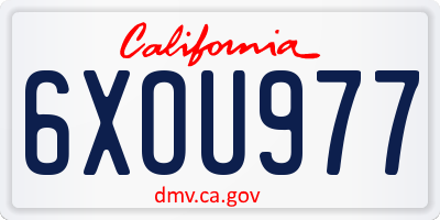 CA license plate 6XOU977