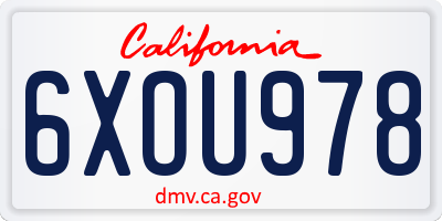 CA license plate 6XOU978