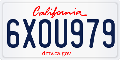 CA license plate 6XOU979