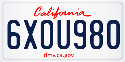 CA license plate 6XOU980