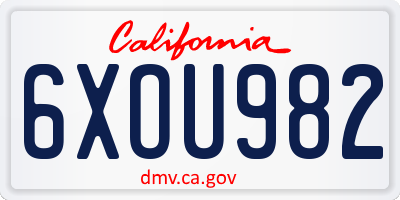 CA license plate 6XOU982