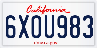 CA license plate 6XOU983