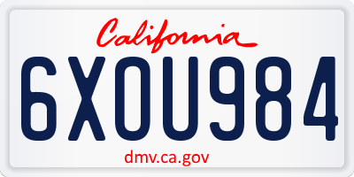 CA license plate 6XOU984
