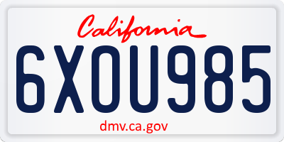 CA license plate 6XOU985