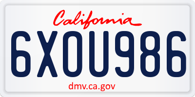 CA license plate 6XOU986