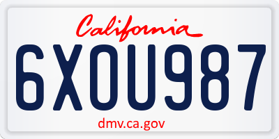 CA license plate 6XOU987