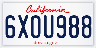 CA license plate 6XOU988