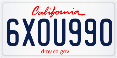 CA license plate 6XOU990