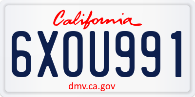CA license plate 6XOU991