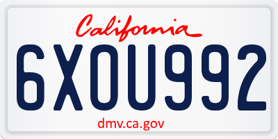 CA license plate 6XOU992