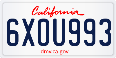 CA license plate 6XOU993