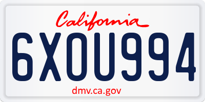CA license plate 6XOU994