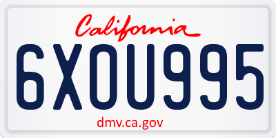 CA license plate 6XOU995