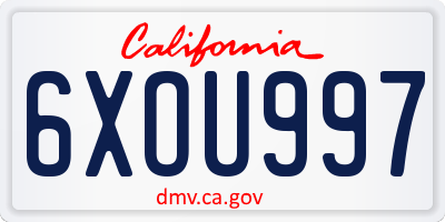 CA license plate 6XOU997
