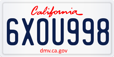 CA license plate 6XOU998