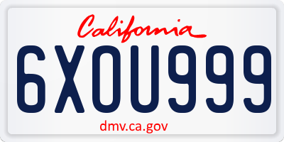 CA license plate 6XOU999