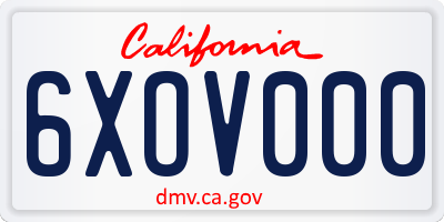 CA license plate 6XOV000