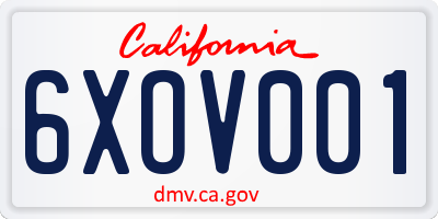 CA license plate 6XOV001