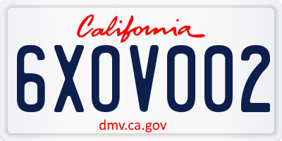 CA license plate 6XOV002