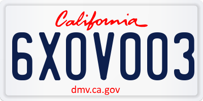 CA license plate 6XOV003