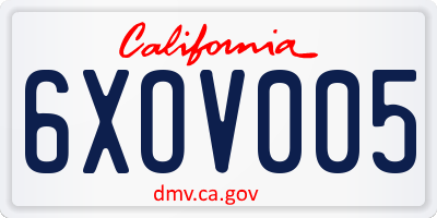 CA license plate 6XOV005