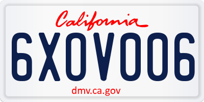 CA license plate 6XOV006