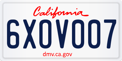 CA license plate 6XOV007