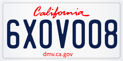 CA license plate 6XOV008