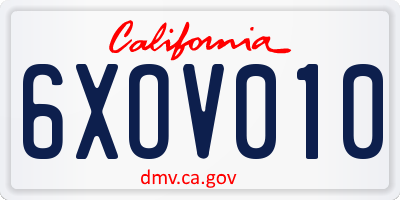 CA license plate 6XOV010