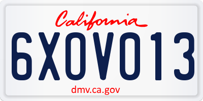 CA license plate 6XOV013